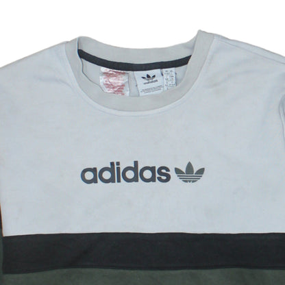 Adidas Boys Green Black Beige Crew Neck Pullover Sweatshirt 13-14 Years