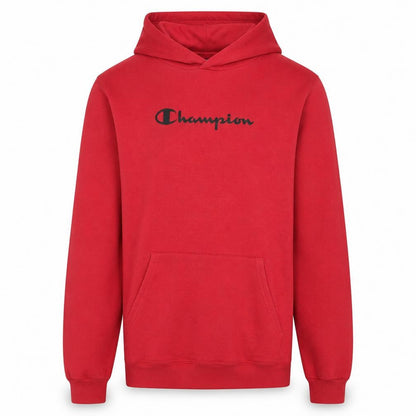 Front view of Champion boys’ red pullover hoodie xl fleece hooded sweatshirt