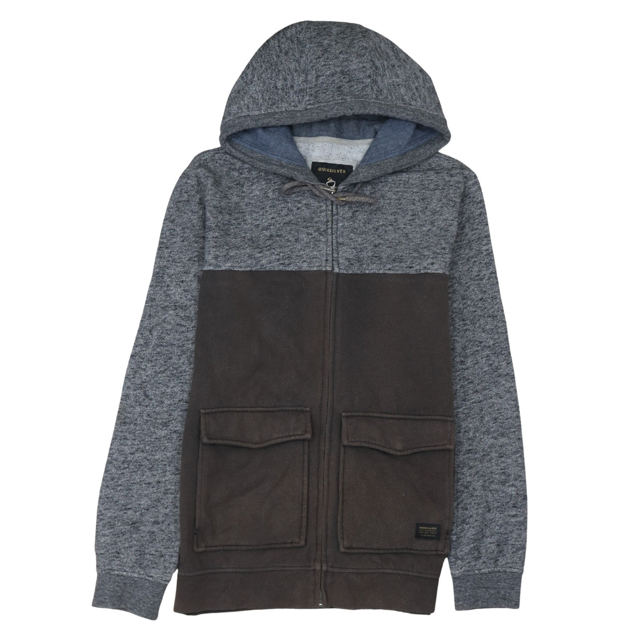 Mens UK Size S Quiksilver Grey Full Zip Hoodie