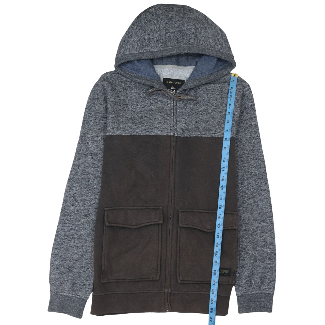 Mens UK Size S Quiksilver Grey Full Zip Hoodie