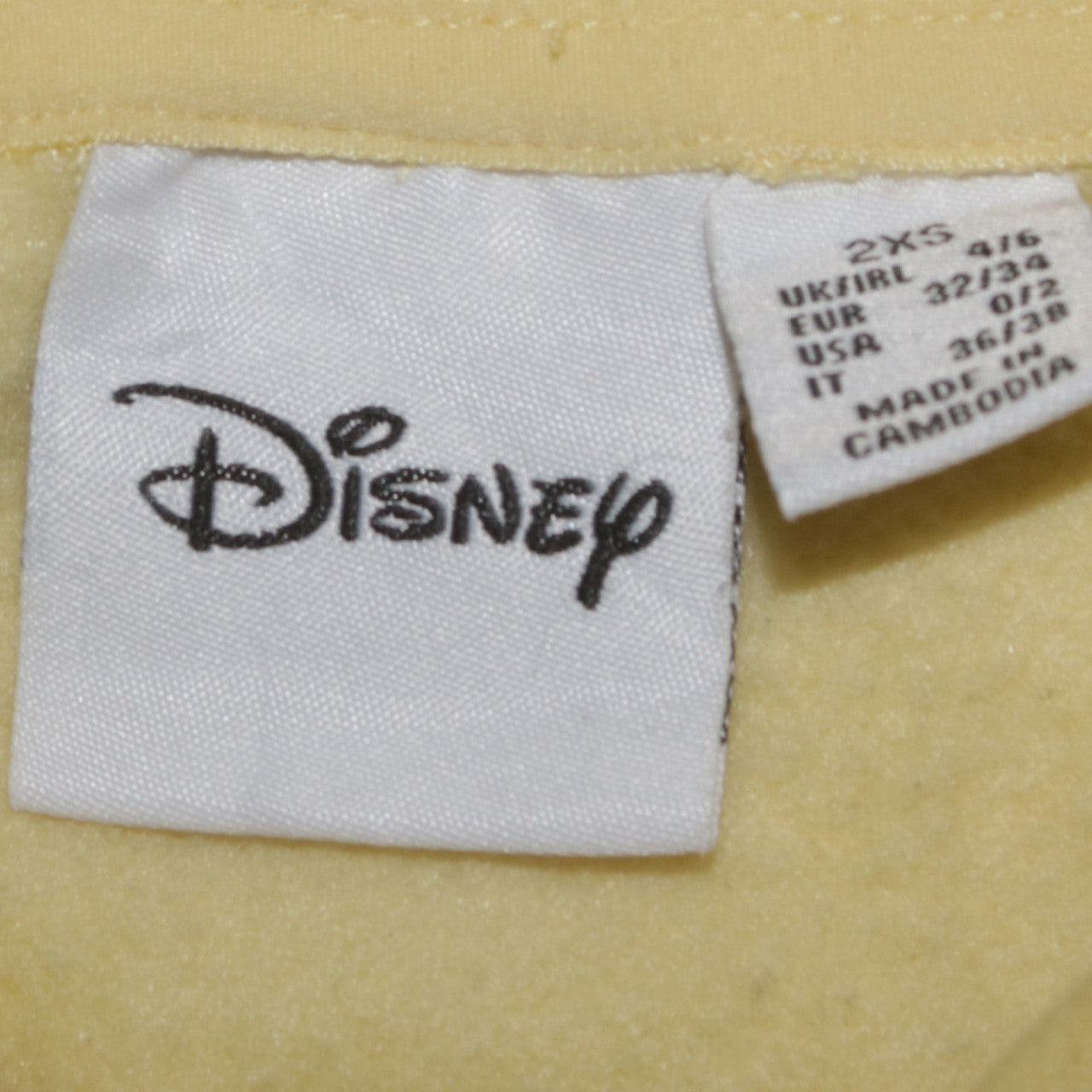 Womens UK Size 2XS Disney Yellow Pullover Hoodie