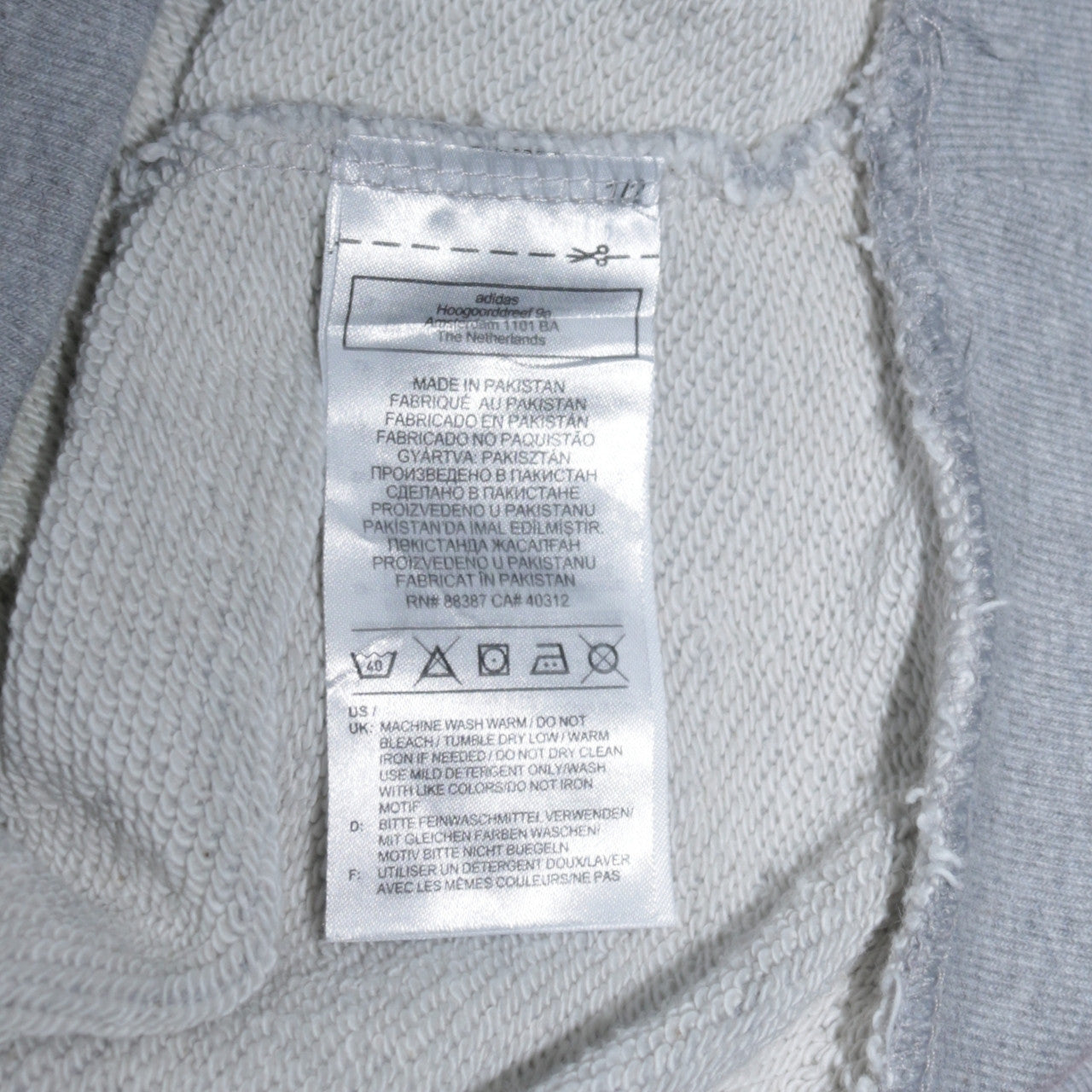 Mens UK Size S adidas Grey Pullover Sweatshirt
