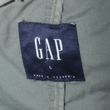 GAP Women's Green Hooded Anorak Jacket L Cotton Zip Pockets Casual