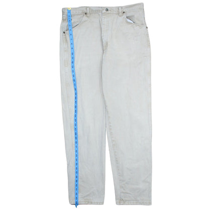 Wrangler Men's Beige 38x34 Straight Fit Cotton Denim Jeans