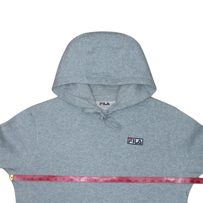 Fila Men's Grey Pullover Hoodie Medium Regular Fit Logo Fleece