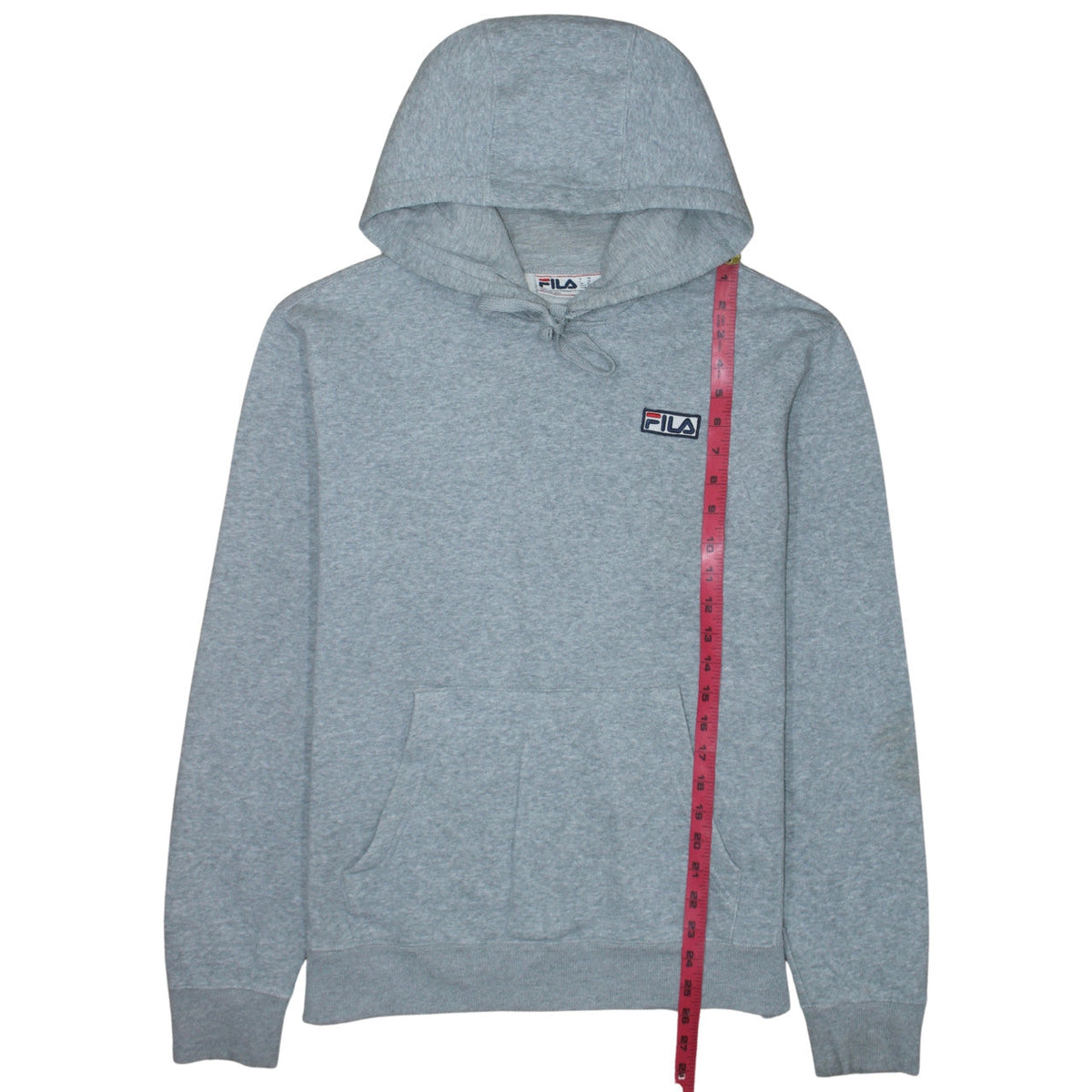 Fila Men's Grey Pullover Hoodie Medium Regular Fit Logo Fleece