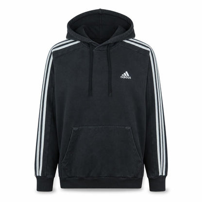Front view of Adidas Men's Black Pullover Hoodie M - Sports Fleece Sweatshirt