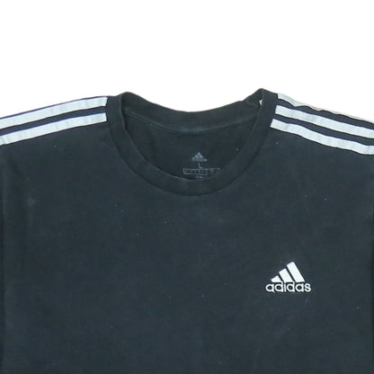 Adidas Men's Black Large 3-Stripes Crew Neck Sports T-Shirt