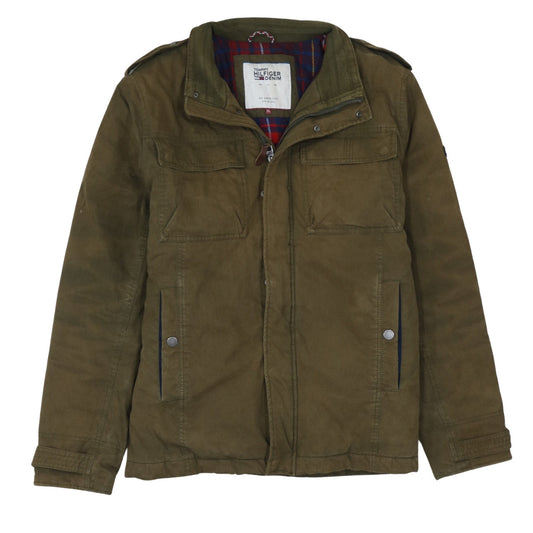 Tommy Hilfiger Men’s Green Military Jacket XL Full Zip Cotton