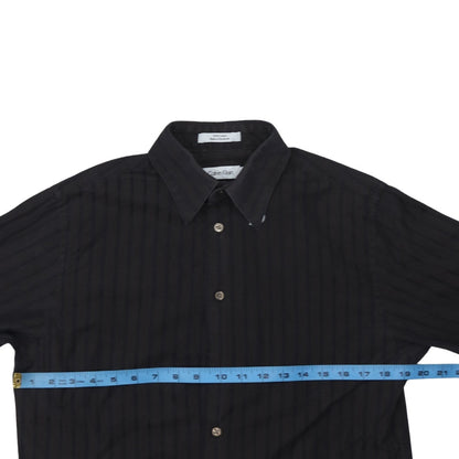 Calvin Klein Men's Black Slim Fit Long Sleeve Striped Button-Up Shirt Size S