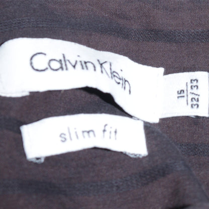 Calvin Klein Men's Black Slim Fit Long Sleeve Striped Button-Up Shirt Size S
