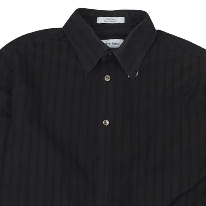 Calvin Klein Men's Black Slim Fit Long Sleeve Striped Button-Up Shirt Size S