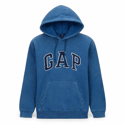 Gap Men's Blue Pullover Hoodie Small Embroidered Logo Fleece