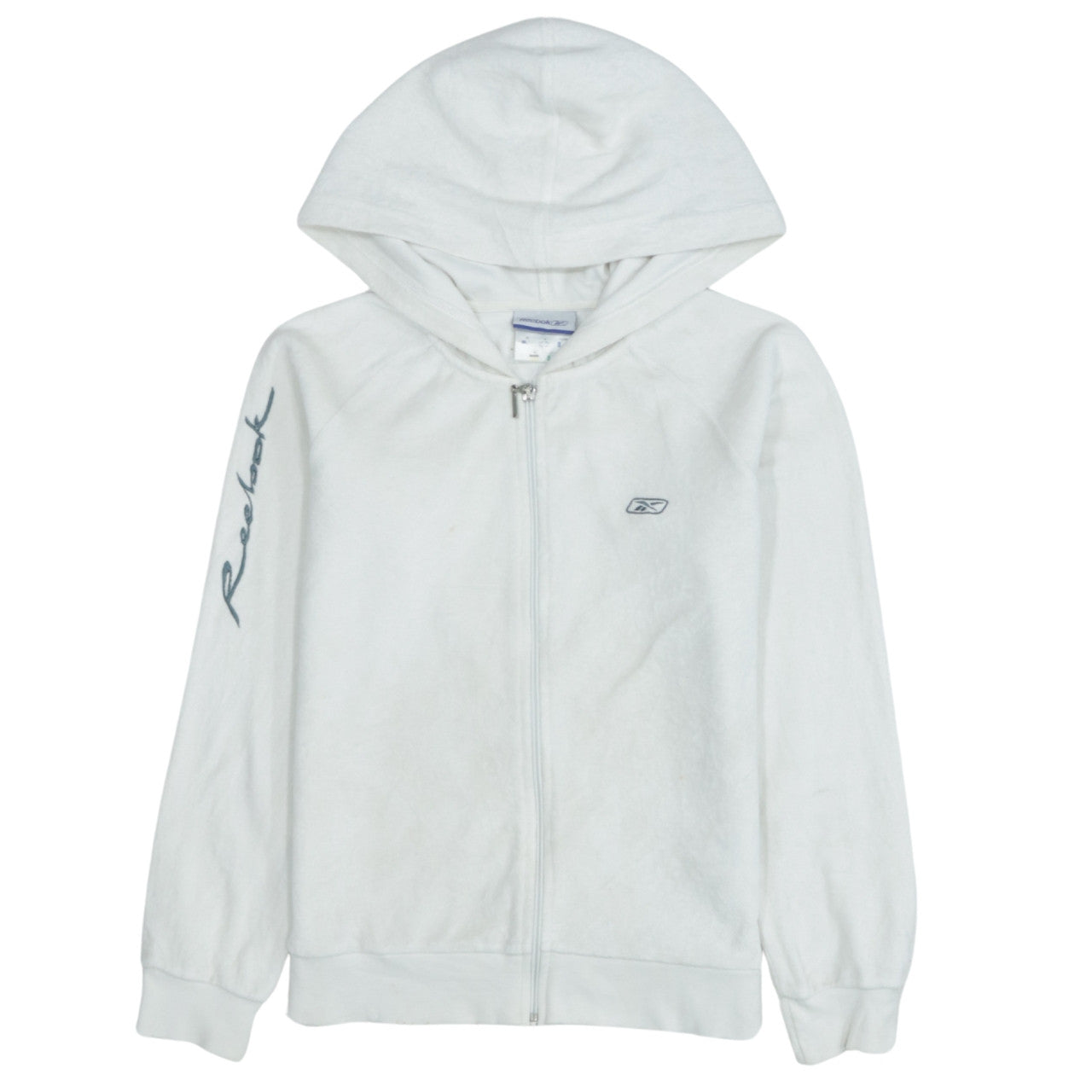 Womens UK Size XS Reebok White Full Zip Hoodie