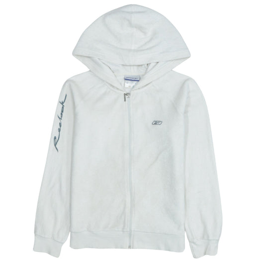 Womens UK Size XS Reebok White Full Zip Hoodie