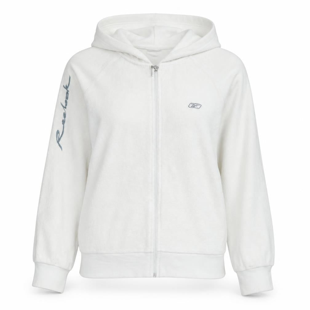 Womens UK Size XS Reebok White Full Zip Hoodie
