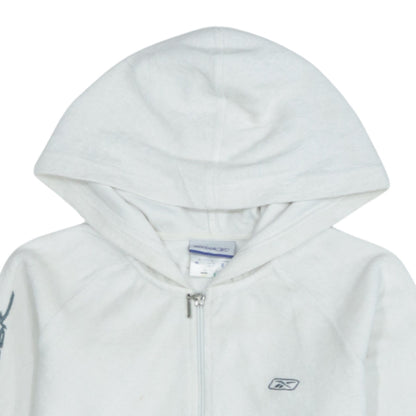 Womens UK Size XS Reebok White Full Zip Hoodie