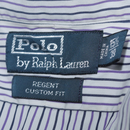 Ralph Lauren Men's Blue Striped Button-Up Shirt Size 15.5 Regent Custom Fit