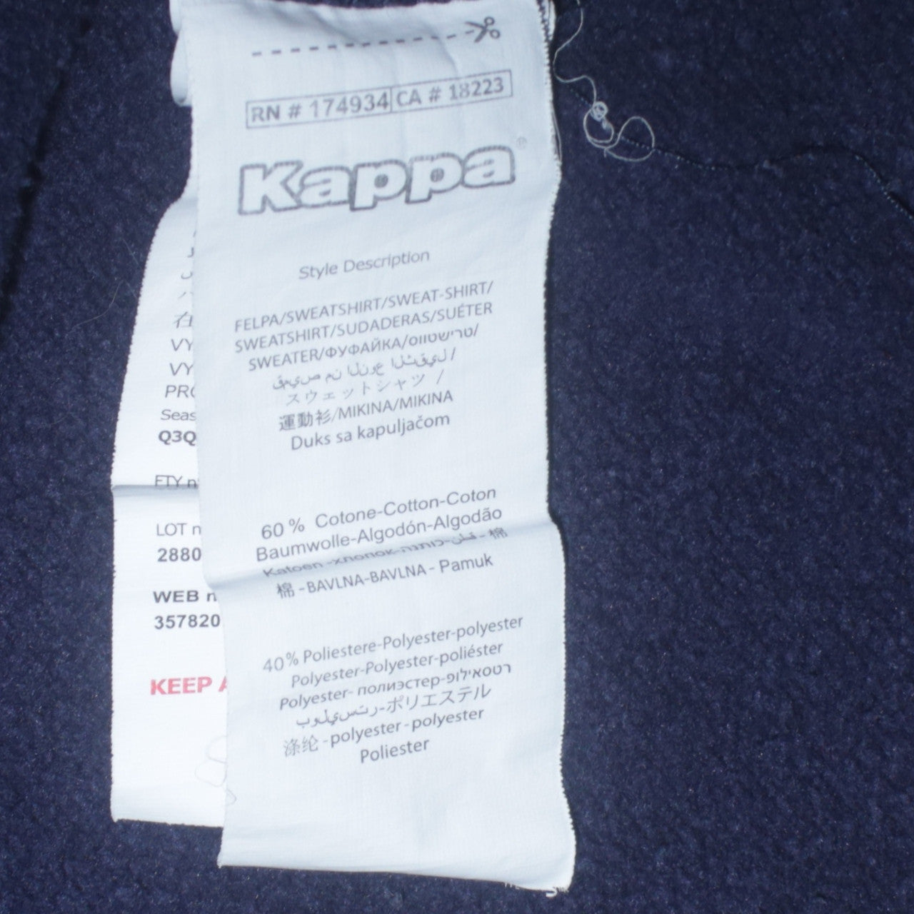 Mens UK Size XS Kappa Blue Pullover Hoodie