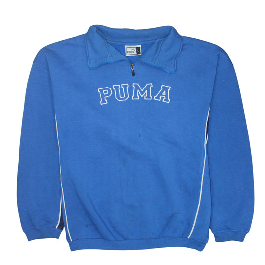 Mens UK Size L PUMA Blue 1/4 Zip Sweatshirt