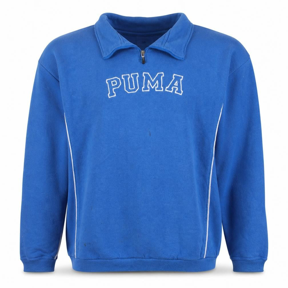 Mens UK Size L PUMA Blue 1/4 Zip Sweatshirt