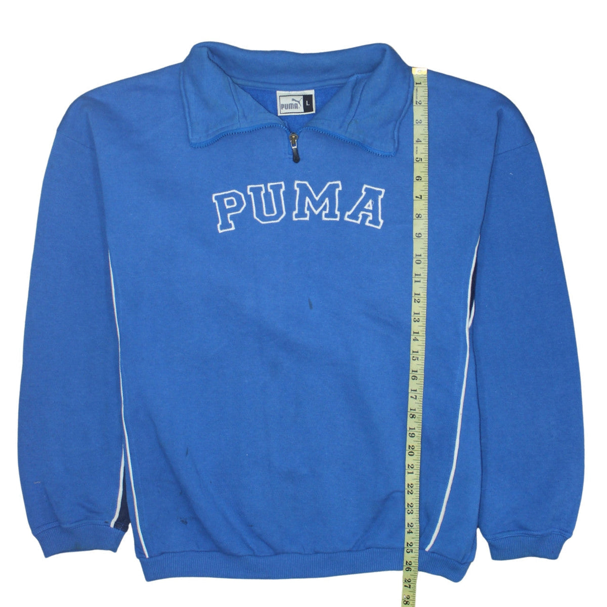 Mens UK Size L PUMA Blue 1/4 Zip Sweatshirt