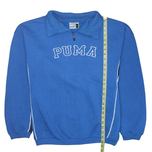 Mens UK Size L PUMA Blue 1/4 Zip Sweatshirt
