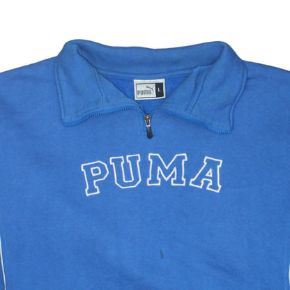 Mens UK Size L PUMA Blue 1/4 Zip Sweatshirt