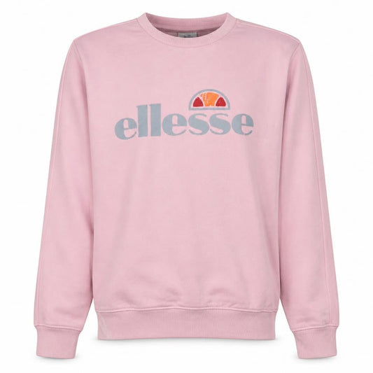 Front view of Ellesse women’s pink logo sweatshirt uk 12 cotton blend crew neck