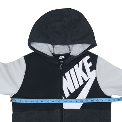Nike Boys Black Full Zip Hoodie 13-14 Years Fleece Lined Logo Sweatshirt