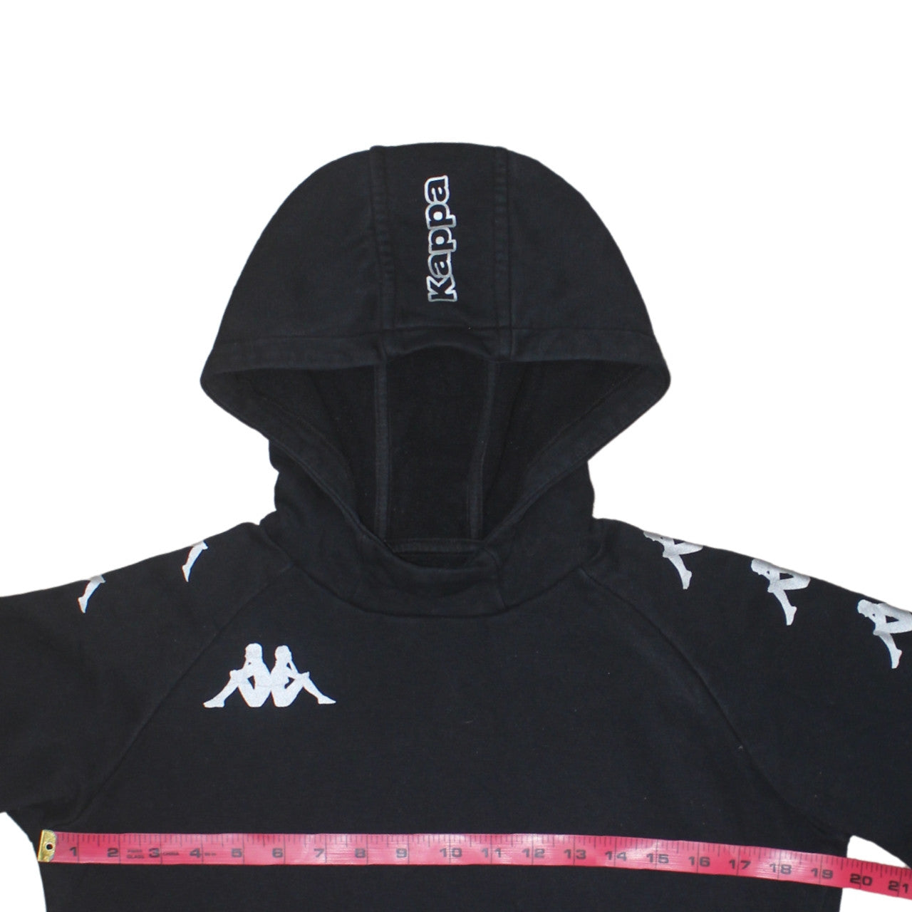 Kappa Boys Black Pullover Hoodie 12 Years Logo Sleeve Sports Fleece