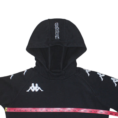 Kappa Boys Black Pullover Hoodie 12 Years Logo Sleeve Sports Fleece