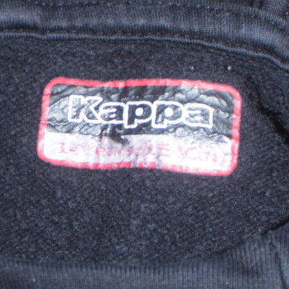 Kappa Boys Black Pullover Hoodie 12 Years Logo Sleeve Sports Fleece