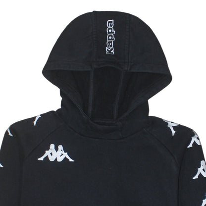 Kappa Boys Black Pullover Hoodie 12 Years Logo Sleeve Sports Fleece