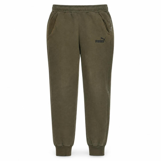 Front view of Puma Men's Green Jogger Sweatpants, size S, Regular Fit Activewear