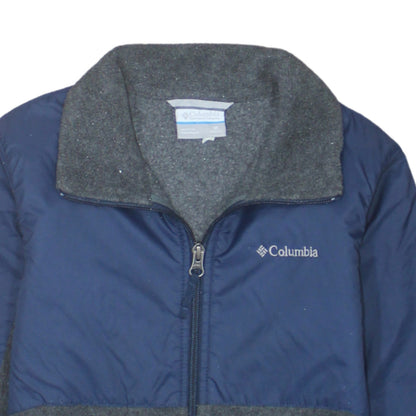 Columbia Boys Blue Grey Fleece Lined Puffer Jacket Size M Full Zip Outdoor