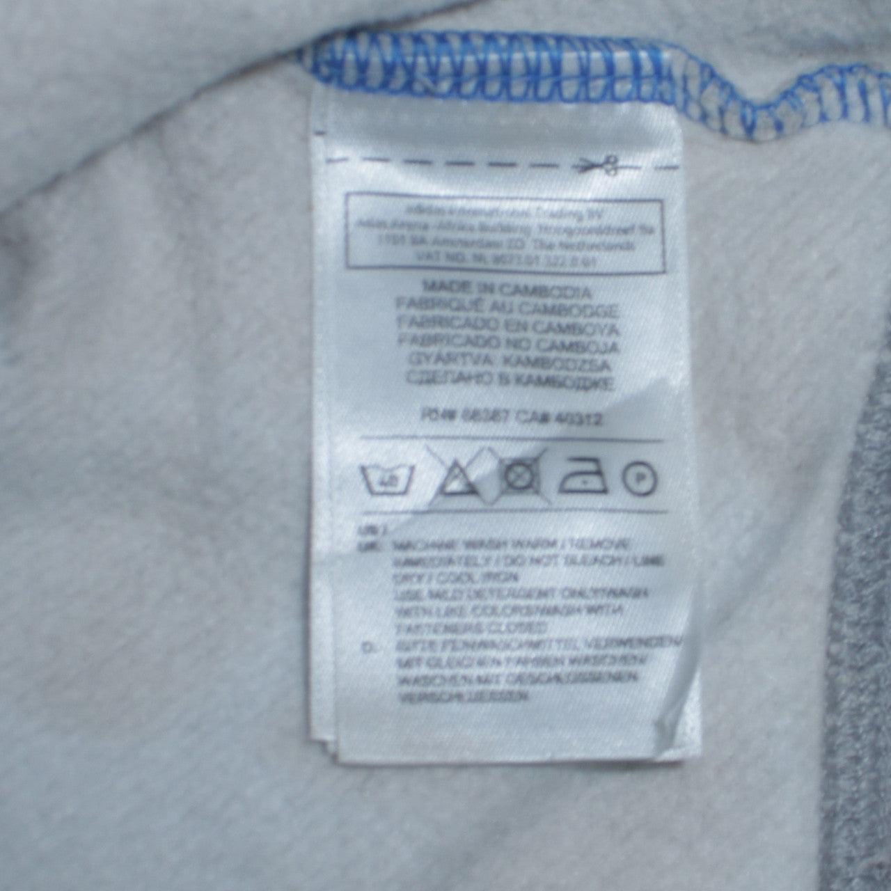 Mens UK Size XL adidas Grey Full Zip Sweatshirt