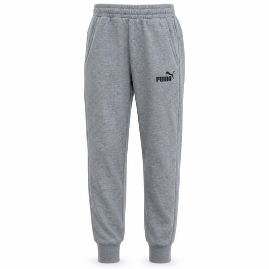 Front view of Puma Men's Grey Jogger Sweatpants S Regular Fit Fleece Activewear