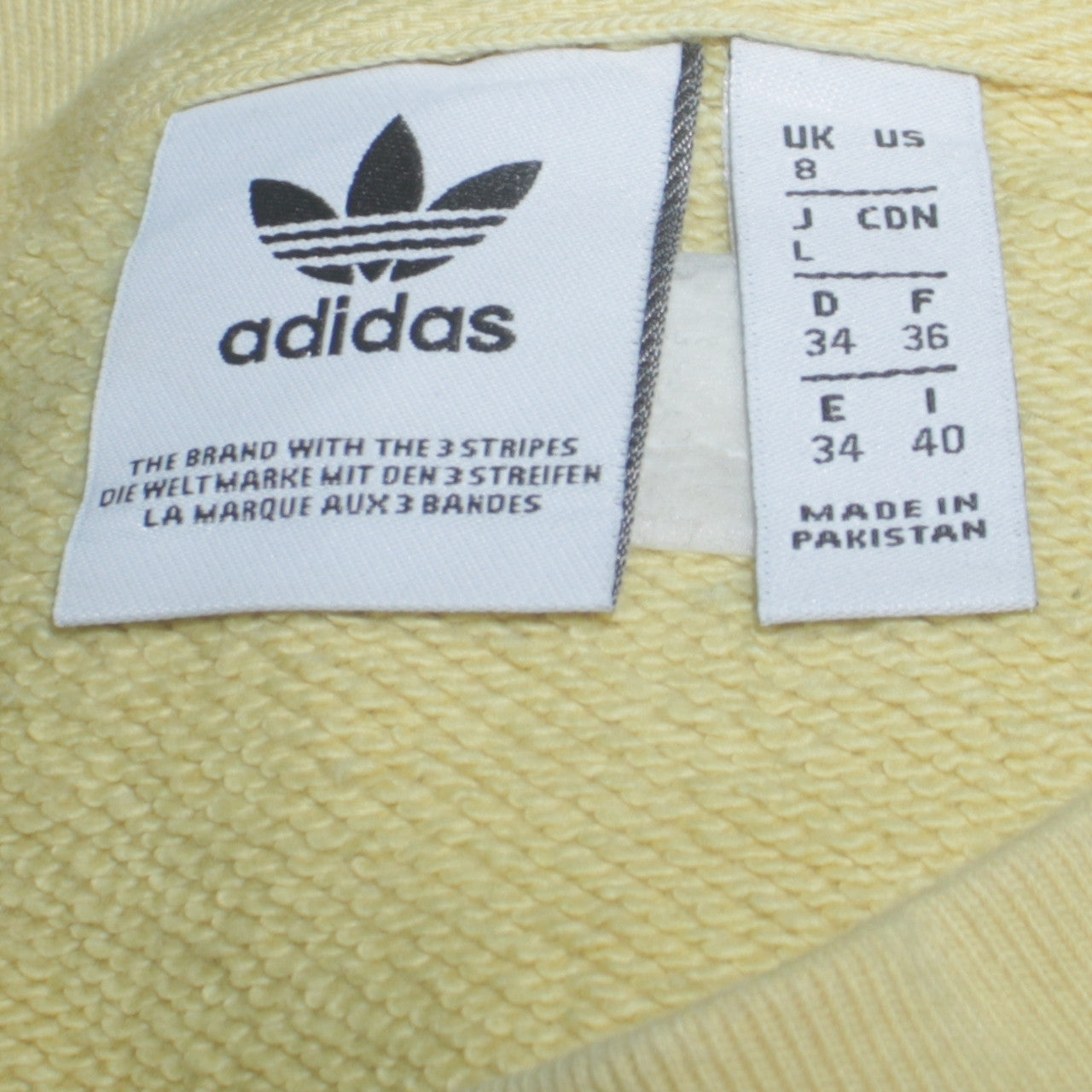 Womens UK Size 8 adidas Yellow Pullover Sweatshirt