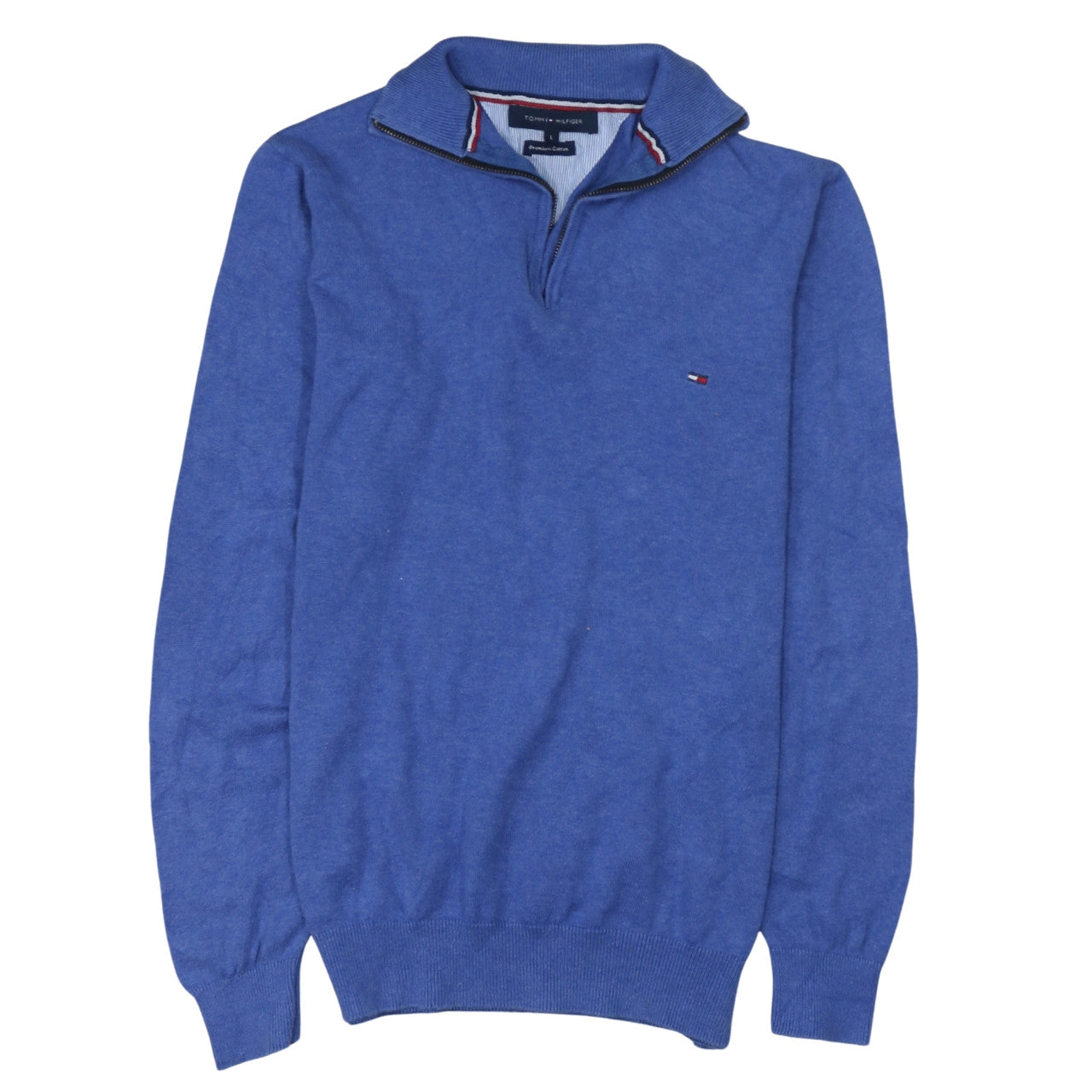 Mens UK Size L Tommy Hilfiger Blue 1/4 Zip Jumper