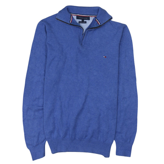 Mens UK Size L Tommy Hilfiger Blue 1/4 Zip Jumper