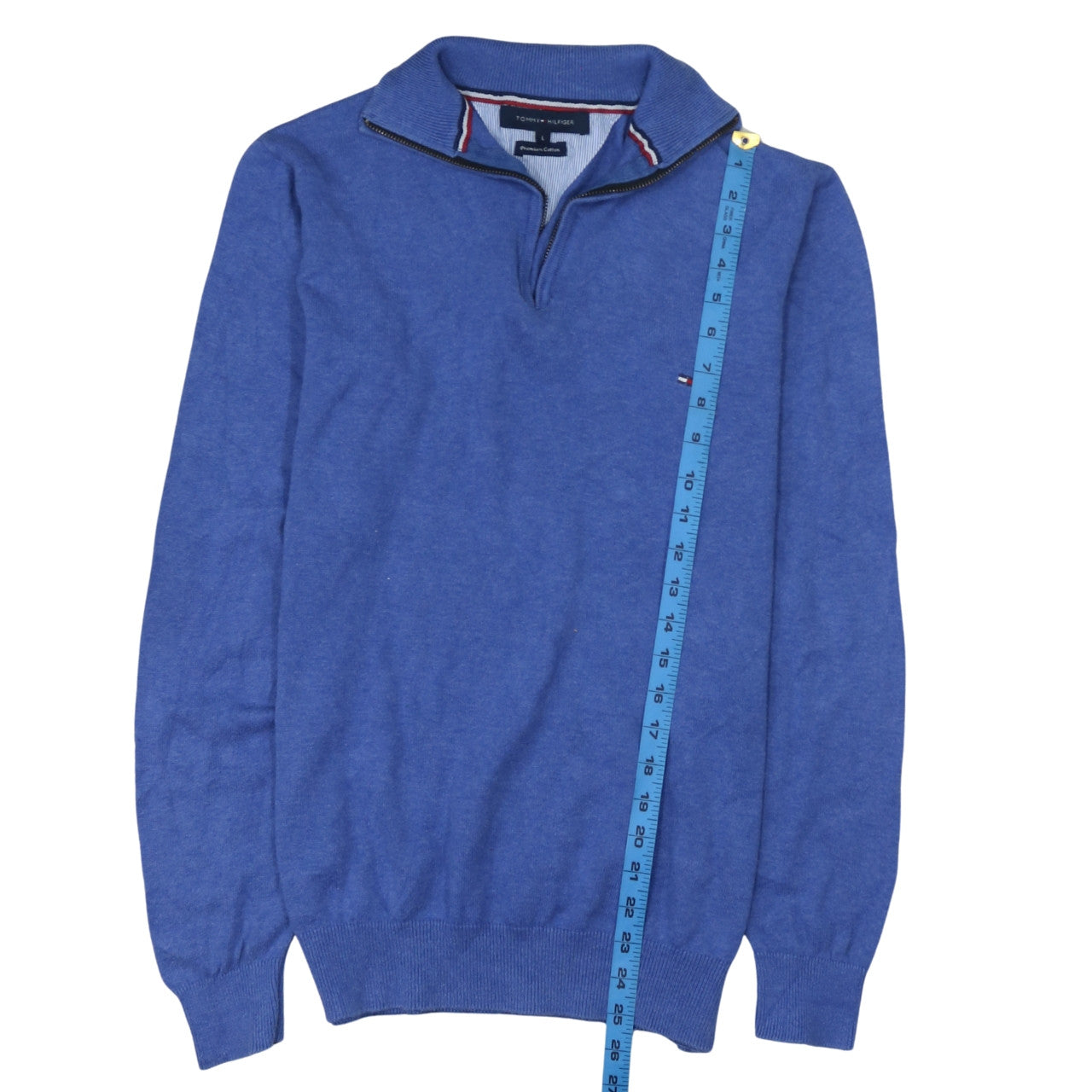 Mens UK Size L Tommy Hilfiger Blue 1/4 Zip Jumper
