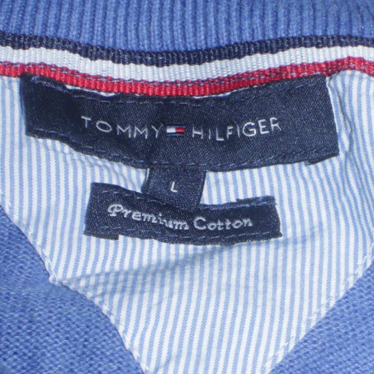 Mens UK Size L Tommy Hilfiger Blue 1/4 Zip Jumper