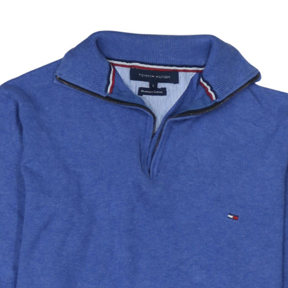 Mens UK Size L Tommy Hilfiger Blue 1/4 Zip Jumper