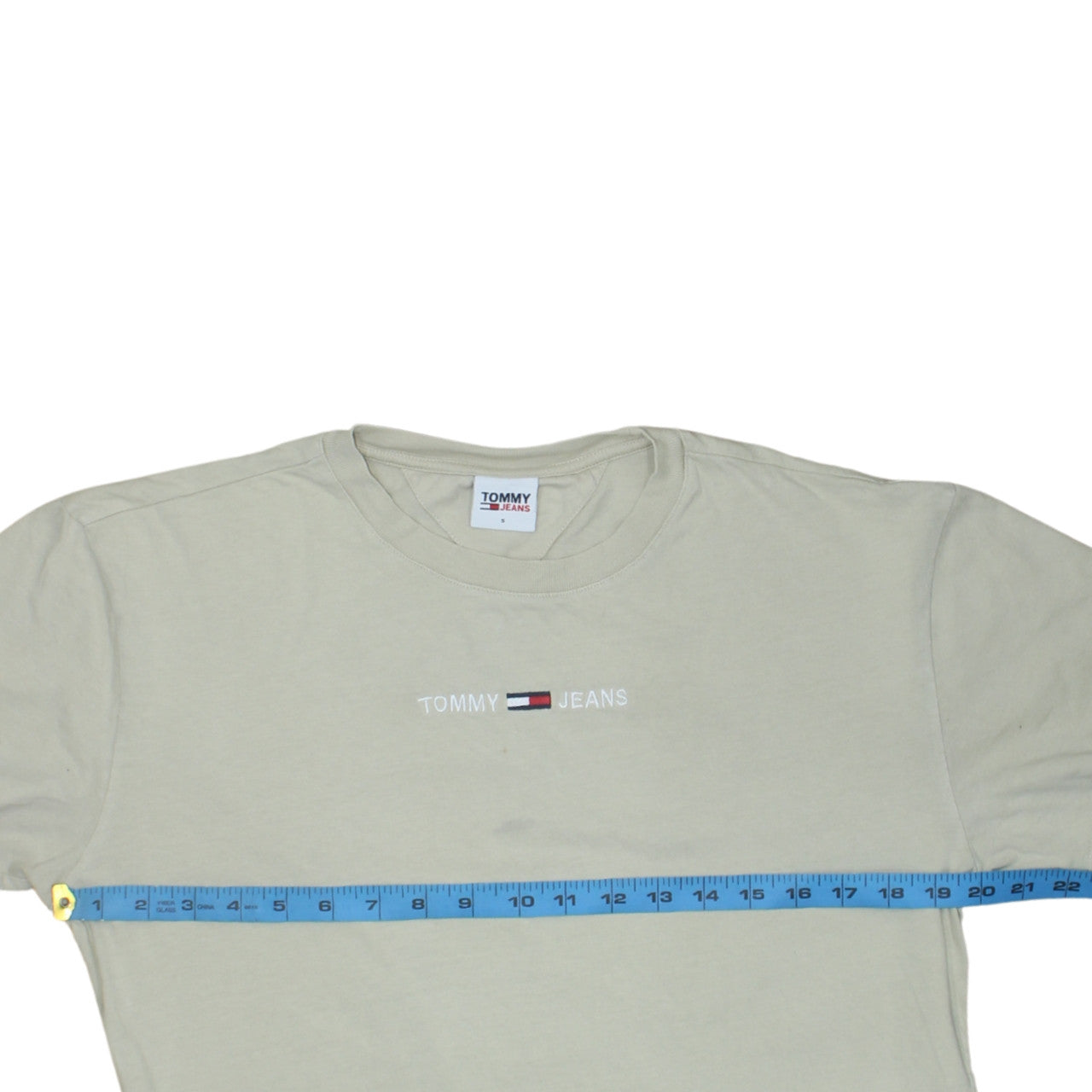 Tommy Jeans Men's Beige Cotton Crew Neck Short Sleeve T-Shirt S