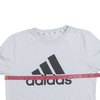 Adidas Boys White Logo T-Shirt 15-16 Years Short Sleeve Cotton Top
