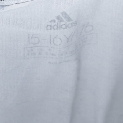Adidas Boys White Logo T-Shirt 15-16 Years Short Sleeve Cotton Top