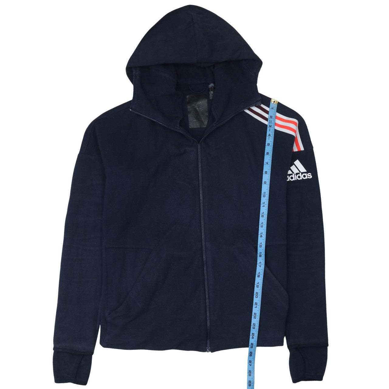 Mens UK Size M adidas Blue Full Zip Hoodie