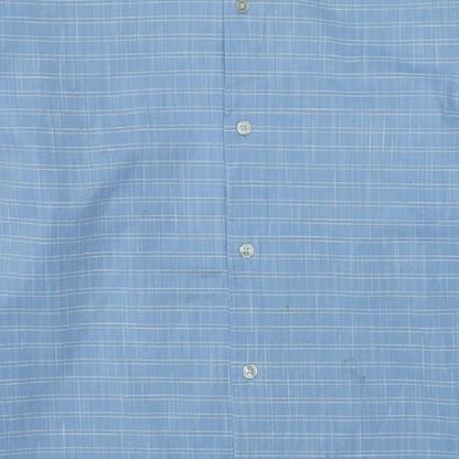 Hugo Boss Men's Blue Checked Long Sleeve Cotton Shirt Size 16 Regular Fit