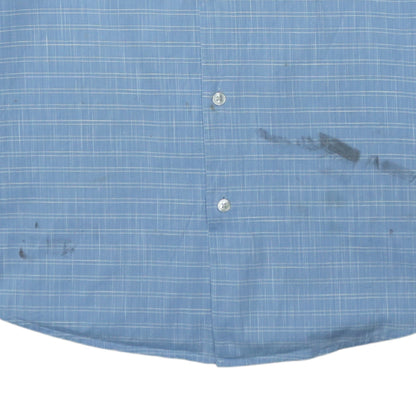 Hugo Boss Men's Blue Checked Long Sleeve Cotton Shirt Size 16 Regular Fit
